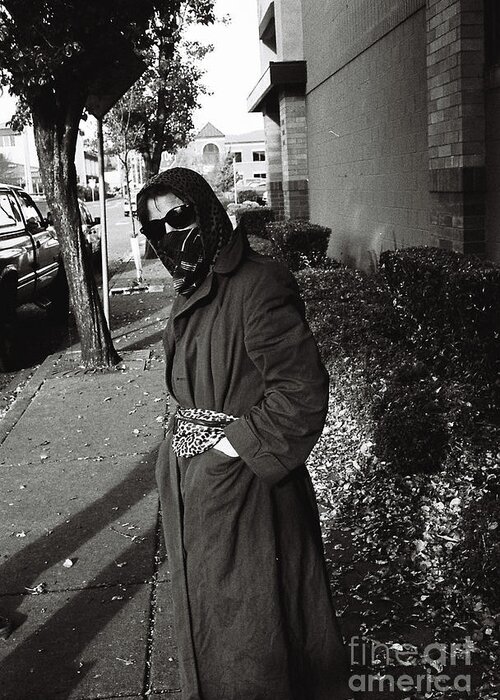 Street Photography Greeting Card featuring the photograph Masked by Chriss Pagani