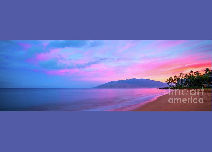 America Greeting Card featuring the photograph Maui Hawaii Kamaole Beach Sunrise Panorama Photo by Paul Velgos