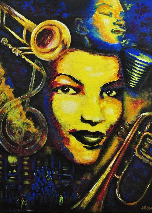 Jazz Greeting Card featuring the painting Maxine Sullivan by Art of Ka-Son