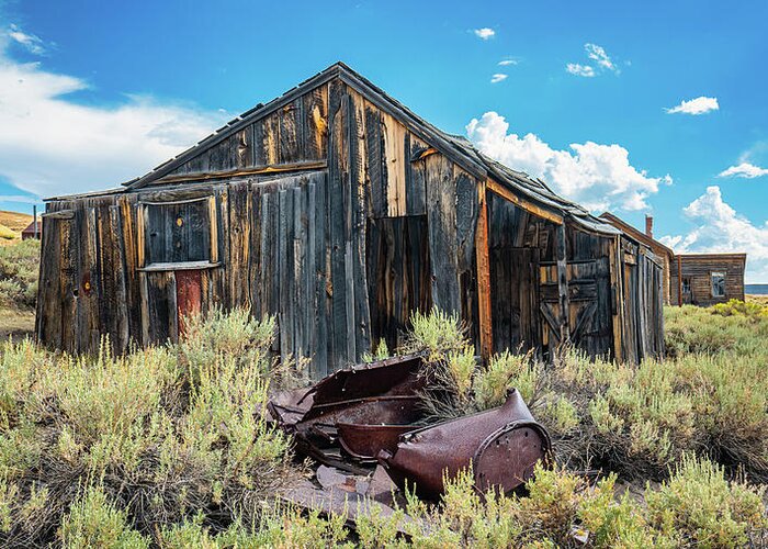 Bodie Greeting Card featuring the photograph May it Rest in Pieces by Ron Long Ltd Photography