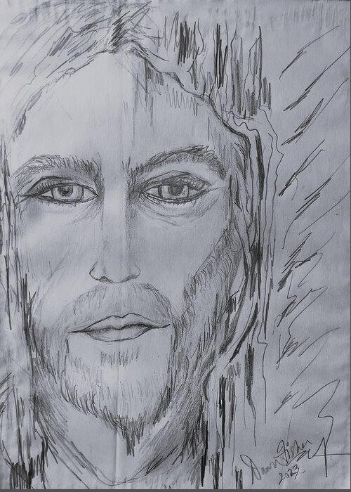 God Greeting Card featuring the drawing Jesus by Dawn Caravetta Fisher