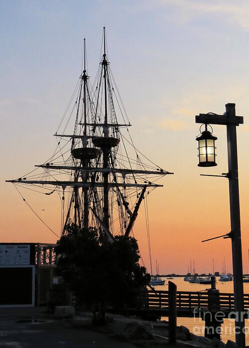 Mayflower Ii Greeting Card featuring the photograph Mayflower II at dawn by Janice Drew