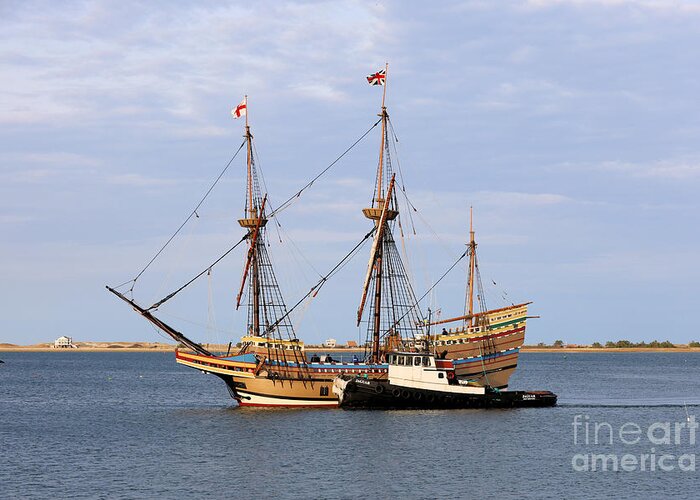 Mayflower Ii Greeting Card featuring the photograph Mayflower II return Plymouth harbor 2022 by Janice Drew