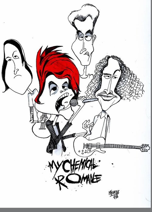 My Chemical Romance Greeting Card featuring the drawing MCR by Michael Hopkins