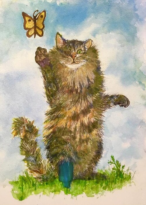 Stubby Greeting Card featuring the painting Meet Stubby by Cheryl Wallace