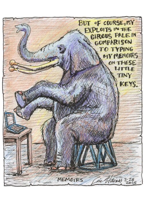 Elephant Greeting Card featuring the drawing Memoirs by Eric Haines