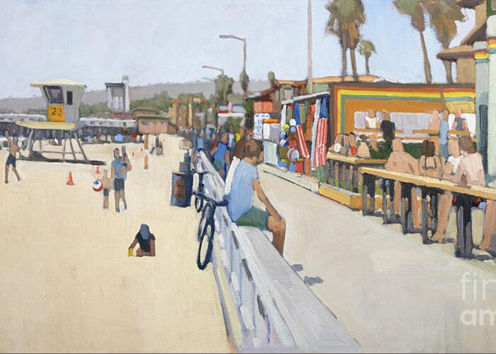 Pacific Beach Greeting Card featuring the painting Memorial Day - Pacific Beach, San Diego, California by Paul Strahm