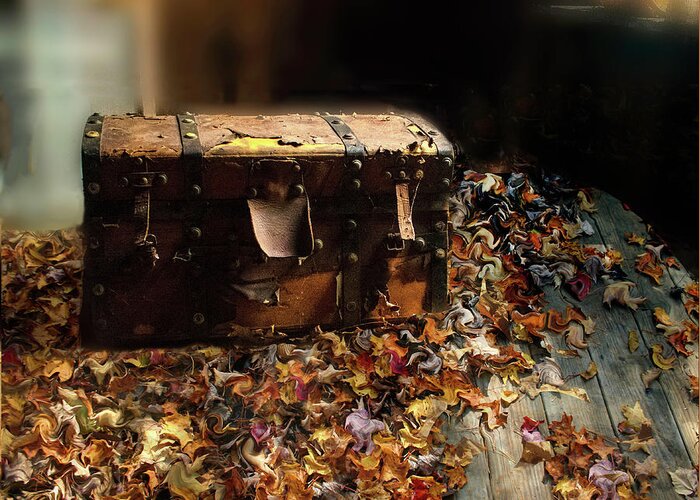 Trunk Greeting Card featuring the photograph Memories and Poems as Leaves on Eagle Pond by Wayne King