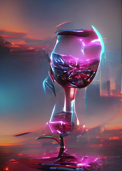 Wine Glasses Greeting Card featuring the digital art Merlot by The Glass AI by Floyd Snyder