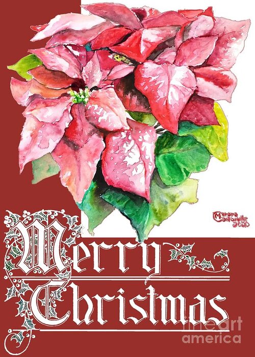 Merry Christmas Greeting Card featuring the painting Merry Christmas by Merana Cadorette