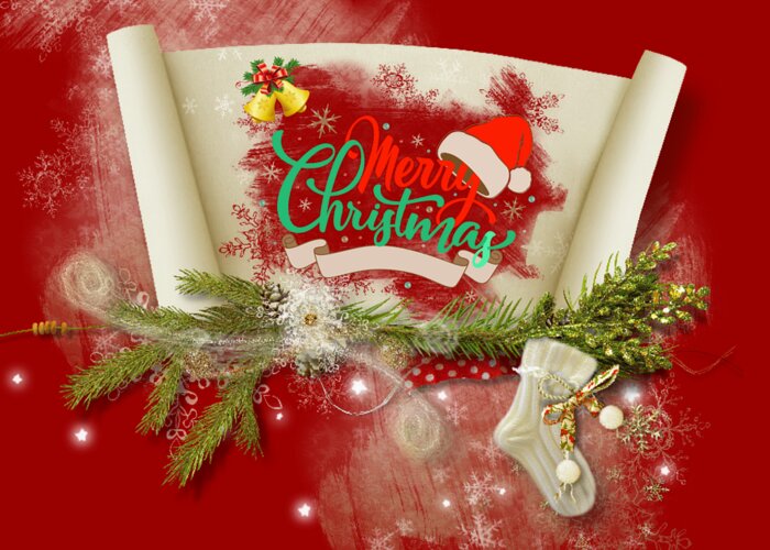 Christmas Greeting Card featuring the digital art Merry Christmas by Mopssy Stopsy