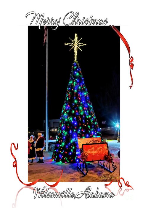 Merry Christmas Greeting Card featuring the digital art Merry Christmas Wilsonville,Alabama v2 by Walter Herrit