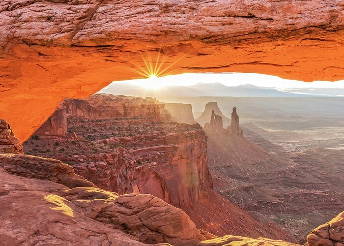 Mesa Arch Greeting Card featuring the photograph Mesa Arch At Sunrise by Jim Vallee