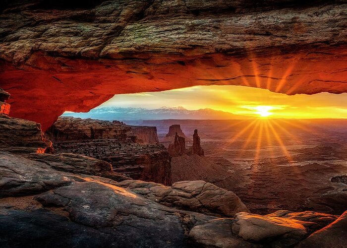 Landscape Greeting Card featuring the photograph Mesa Arch at Sunrise by Michael Ash