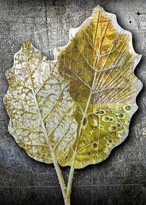 1800s Greeting Card featuring the painting Metal Metallic Gold Silver Leaves 1 by Tony Rubino