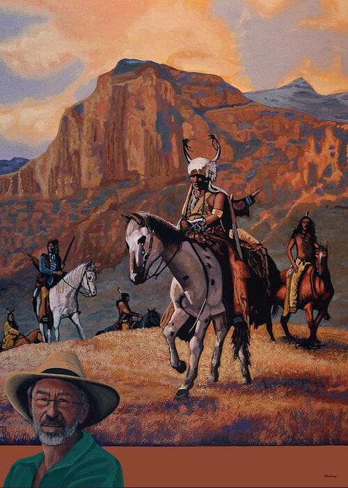 C Michael Dudash Greeting Card featuring the painting Michael Dudash Western Painting by Paul Meijering