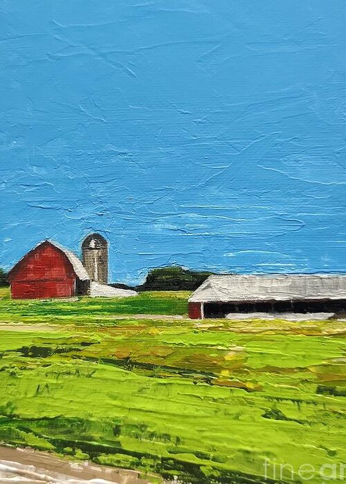 Michigan Greeting Card featuring the painting Michigan Farm by Lisa Dionne