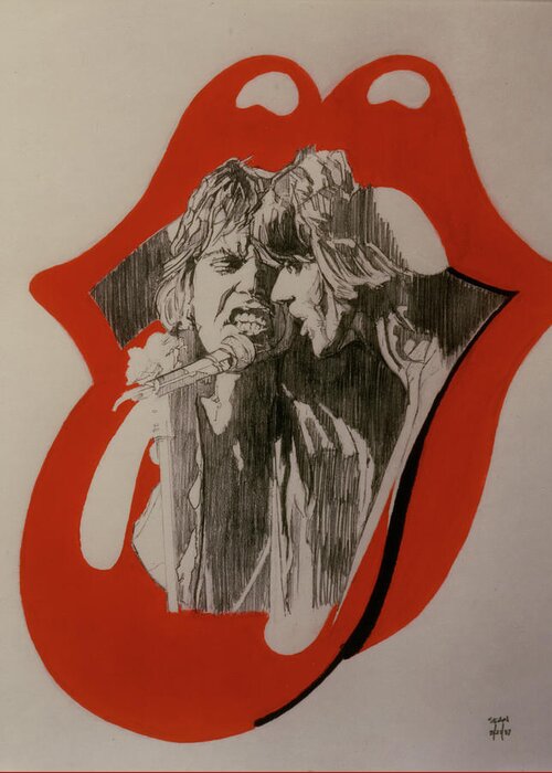 Mick Jagger Greeting Card featuring the drawing Mick Jagger And Keith Richards - Exiled by Sean Connolly