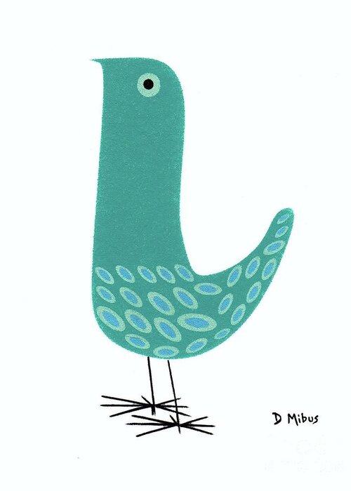 Mid Century Modern Bird Greeting Card featuring the painting Mid Century Bird Alessandro Pianon Style by Donna Mibus