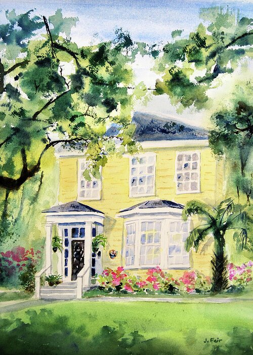House Portrait Greeting Card featuring the painting Midtown House Portrait by Jerry Fair