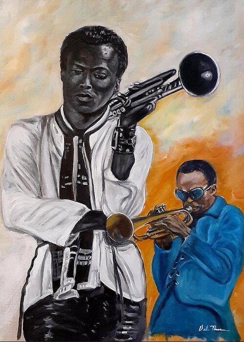 Miles Davis Greeting Card featuring the painting Miles Davis by Victor Thomason