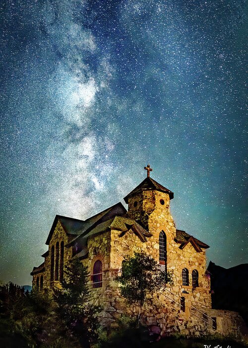 2021 Greeting Card featuring the photograph Milky Way over Saint Catherine of Siena Chapel by Tim Kathka