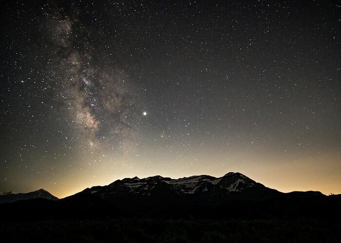 Timpanogos Mountain Greeting Card featuring the photograph Milky Way over Timpanogos by Wesley Aston