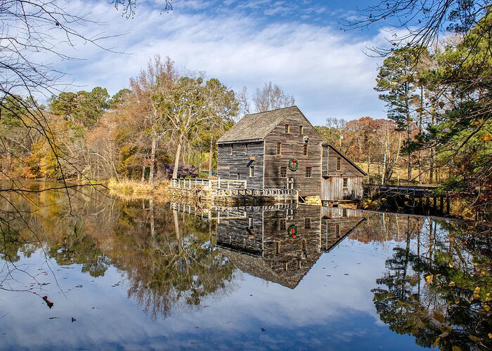 Reflection Greeting Card featuring the photograph Mill holiday reflection by Rick Nelson