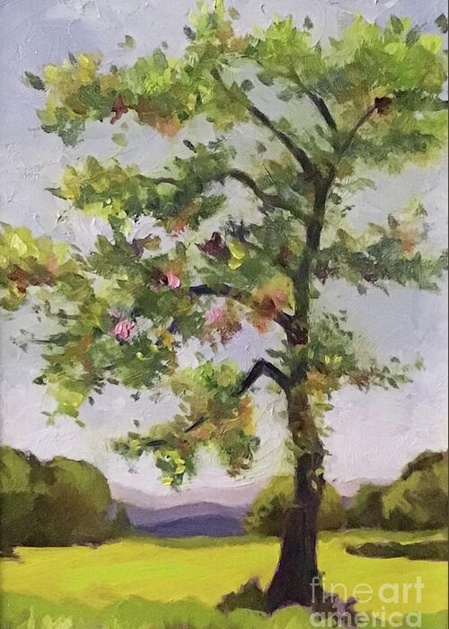 Tree Greeting Card featuring the painting Mills River Tree by Anne Marie Brown