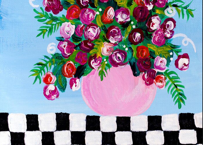 Floral Bouquet Greeting Card featuring the painting Mini Check 2 by Beth Ann Scott