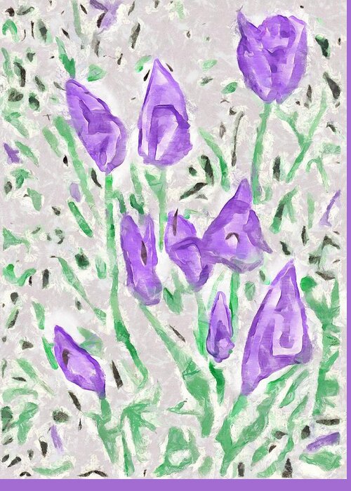 Tulips Greeting Card featuring the mixed media Minimalist Tulips by Christopher Reed