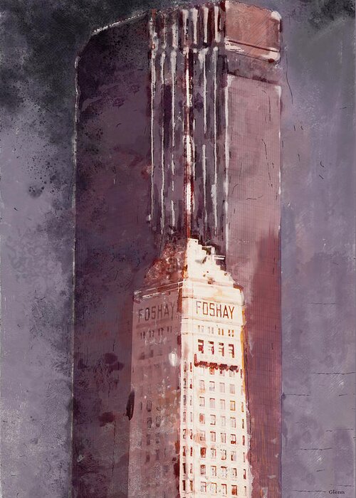 Ids Tower Greeting Card featuring the painting Minneapolis IDS and Foshay Tower by Glenn Galen