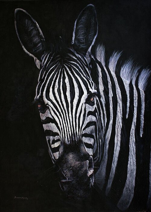 African Wildlife Greeting Card featuring the painting Mischievious by Ronnie Moyo
