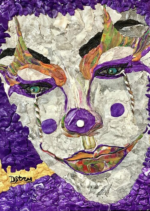 Polymer Clay Greeting Card featuring the mixed media Misfit The Clown by Deborah Stanley