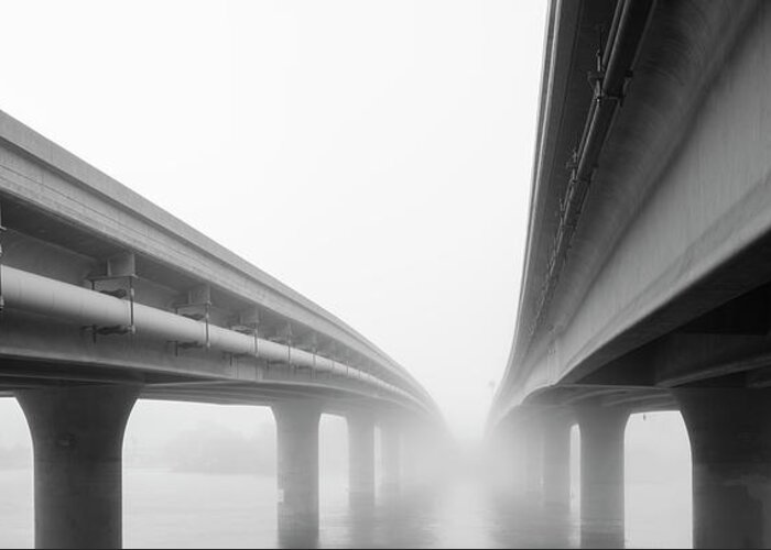 Mission Beach Greeting Card featuring the photograph Mission Bay Bridge in Fog by William Dunigan