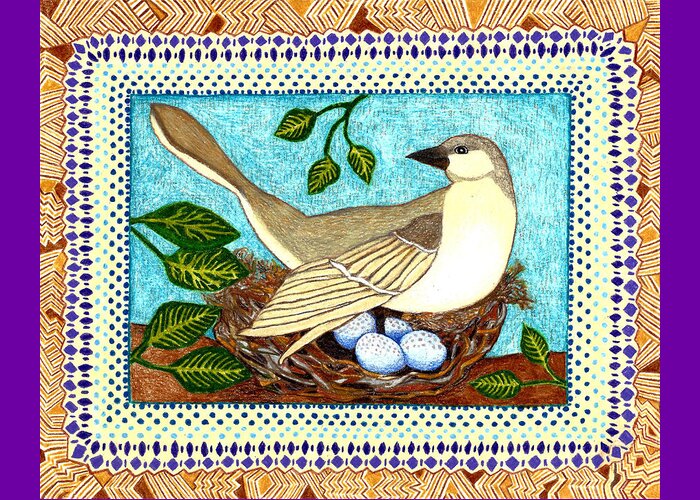 Mockingbird Greeting Card featuring the drawing Mississippi Mockingbird by Lorena Cassady