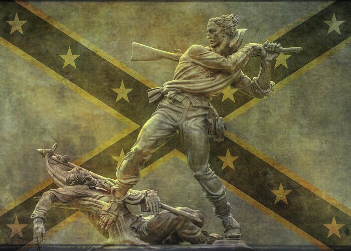 Mississippi Monument Gettysburg Flag Gold Greeting Card featuring the digital art Mississippi Monument Gettysburg Flag Gold Ver Two by Randy Steele