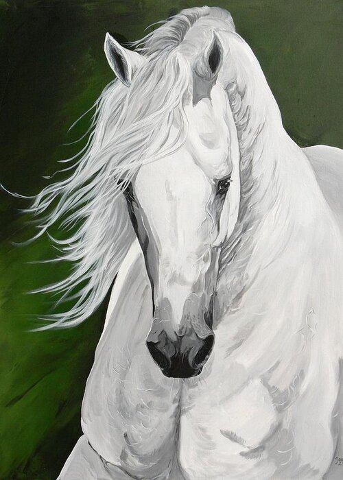Horse Original Painting Greeting Card featuring the painting Misteriso by Janina Suuronen