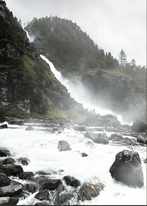 Waterfall Greeting Card featuring the photograph Misty Waterfall Photo by Kristina Vardazaryan