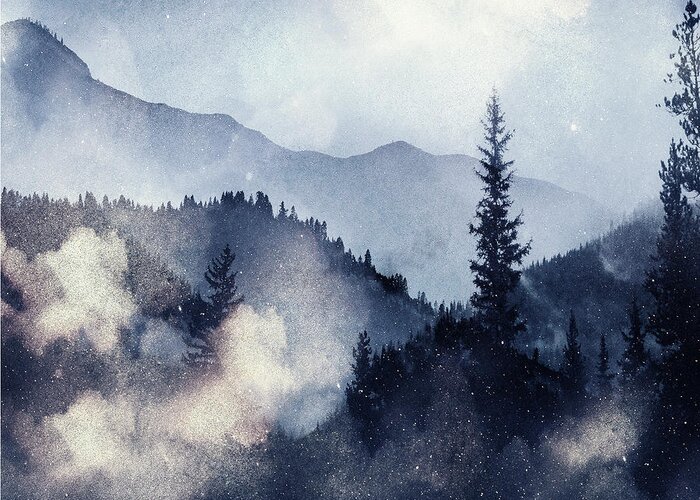 Watercolor Landscapes Greeting Card featuring the mixed media Misty Winter 12 by Colleen Taylor