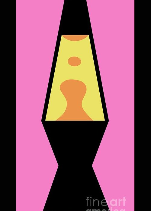 Mod Greeting Card featuring the digital art Mod Lava Lamp on Pink by Donna Mibus