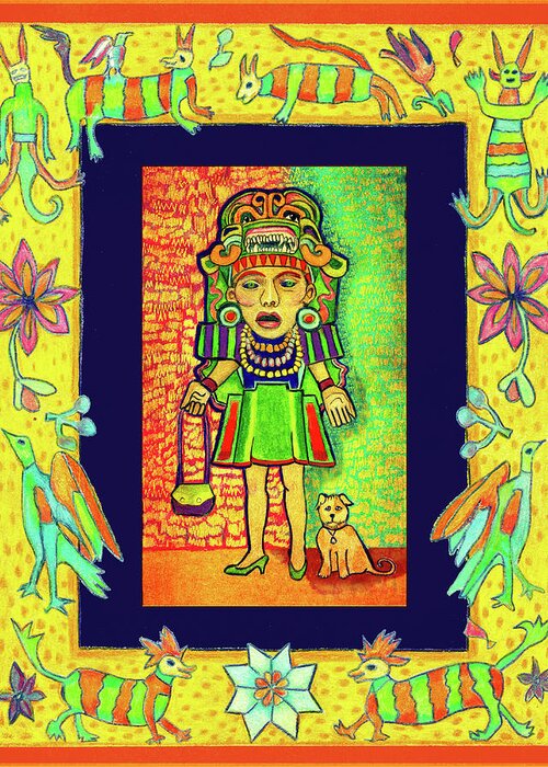 Goddess Greeting Card featuring the drawing Thoroughly Modern Goddess #1 by Lorena Cassady