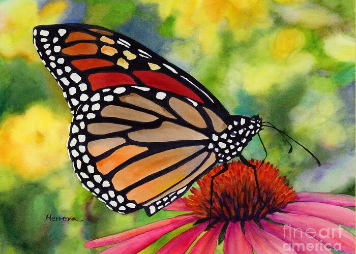 Butterfly Greeting Card featuring the painting Monarch Butterfly by Hailey E Herrera
