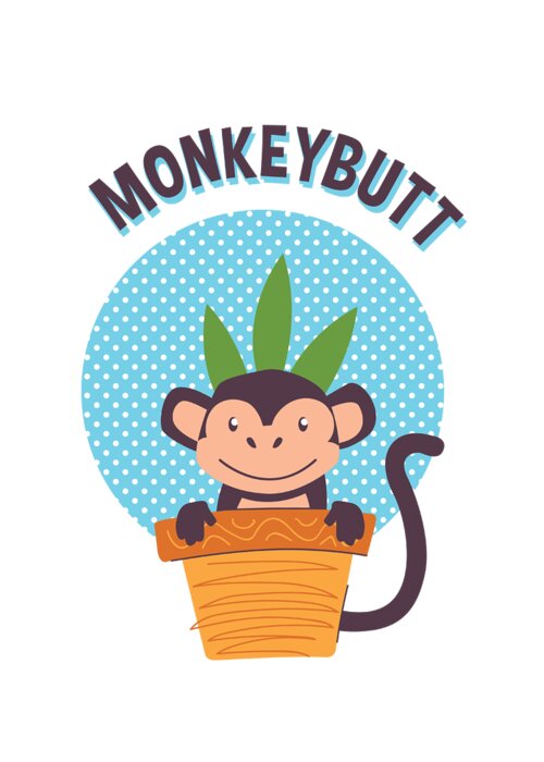 Adorable Greeting Card featuring the digital art Monkey Butt by Jacob Zelazny