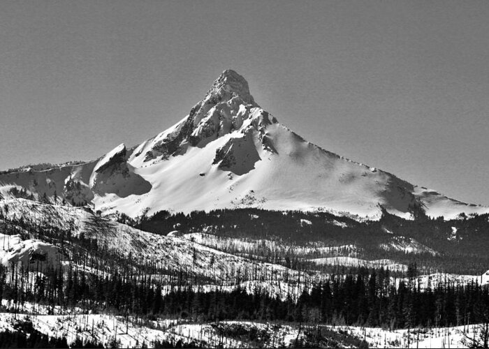 Snow Greeting Card featuring the photograph Monochrome, Mt Washington in winter snow by Brent Bunch