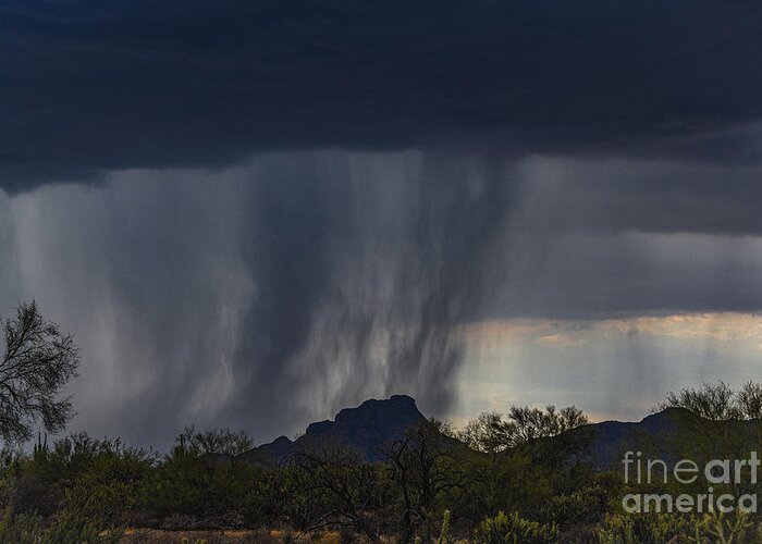 Tonto National Forest Thunderstorm Arizona Monsoon Greeting Card featuring the digital art Monsoon Arizona by Tammy Keyes