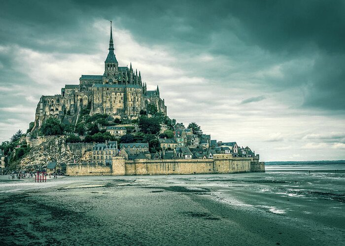Horizontal Greeting Card featuring the photograph Mont-Saint-Michel in Normandy by Benoit Bruchez