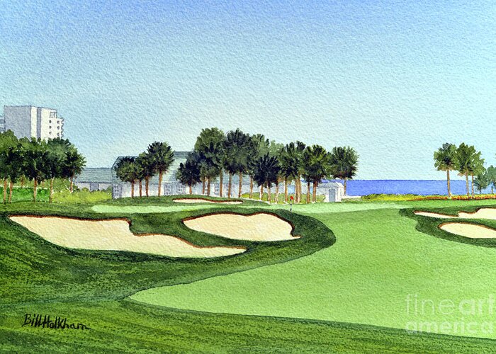 The Dunes Golf Course Myrtle Beach Greeting Card featuring the painting The Dunes Golf Club Myrtle Beach SC by Bill Holkham