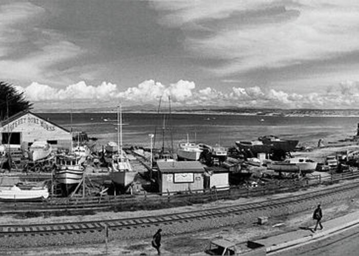 Monterey Boat Works Greeting Card featuring the photograph Monterey Boat Works, Pacific Grove 1976 by Monterey County Historical Society