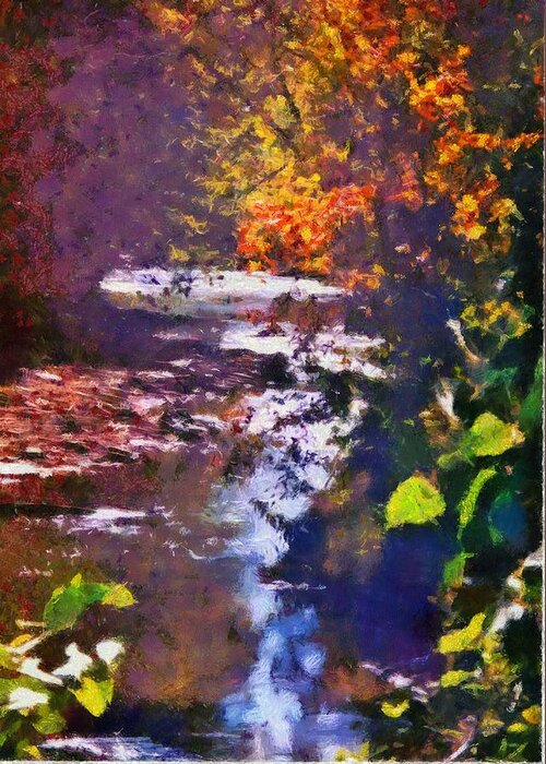 Montour Creek Greeting Card featuring the mixed media Montour Creek in the 1990s by Christopher Reed
